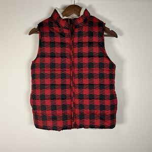 Belk Girls Vest 14‎ Plaid Red Black NWT Reversible
